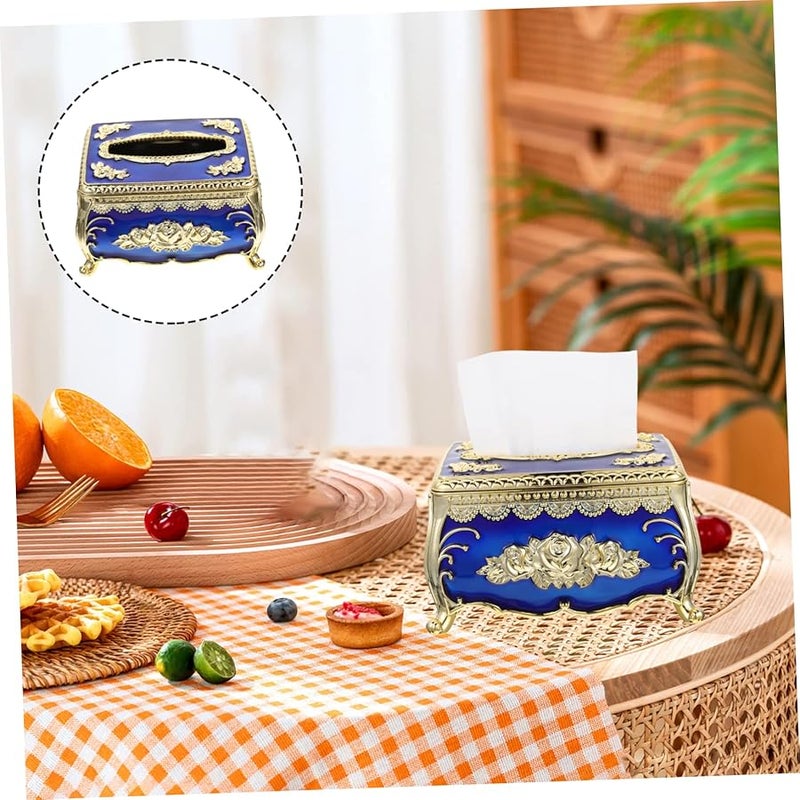 Premium Zinc Alloy Tissue Box Holder Elegant Retro Napkin Dispenser For Living Room Desktop - Image 4